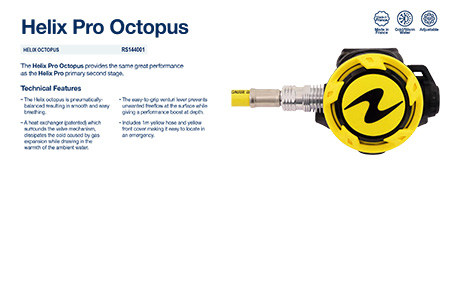 AquaLung Helix Pro 潛水呼吸調節器備用二級頭